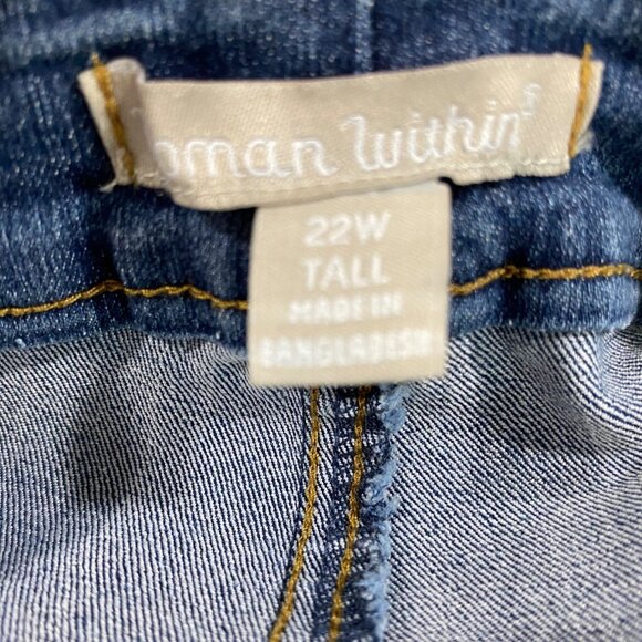 Woman Within 22W Tall Blue Denim Straight Leg Jeans - Picture 2 of 9